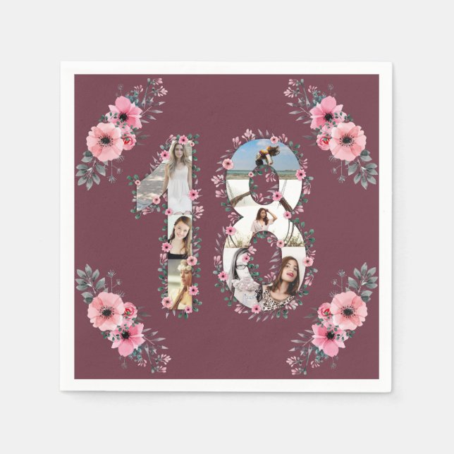 Guardanapo De Papel Grande Colagem de Fotos de Flor de Rapariga de 18  (Frente)