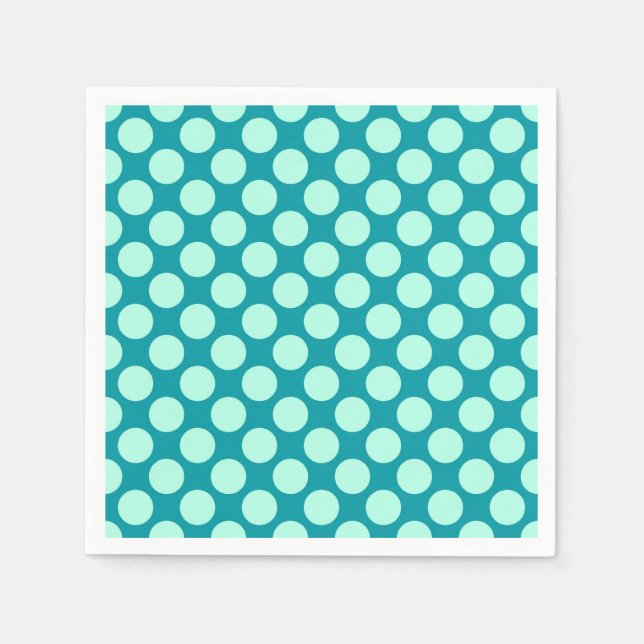 Guardanapo De Papel Grandes pontos retrô - turquesa e aqua (Frente)