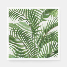 Guardanapo De Papel Granja tropical verde aquosa Folhas de palmeira