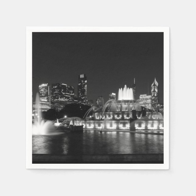 Guardanapo De Papel Grant Park Chicago Grayscale (Frente)