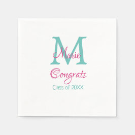 Guardanapo De Papel Grava o nome do formando monograma verde rosa azul