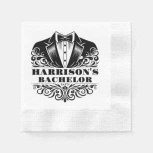 Guardanapo De Papel Gravata Borboleta Preta e Branca Elegante Filigram