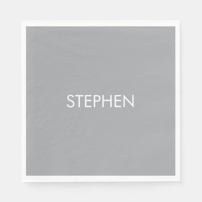 Guardanapo De Papel Gray minimalist custom name  (Frente)
