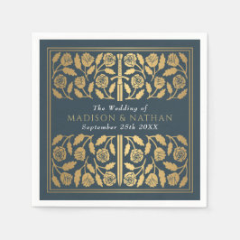 Guardanapo De Papel Gray Royal Medieval Gold Sword Wedding