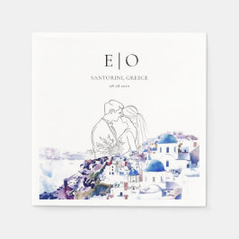 Guardanapo De Papel Grécia Santorini Destino de Casamento Verão