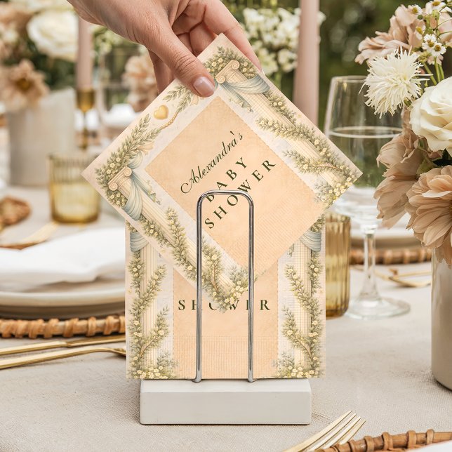 Guardanapo De Papel Greek Neutral Floral Baby Shower (Criador carregado)