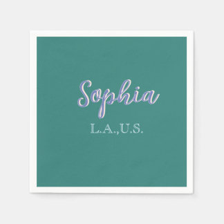 Guardanapo De Papel GREEN add name girl boss text PURPLE elegant