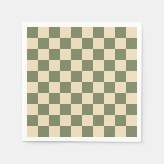 Guardanapo De Papel Green and Light Beige Checkerboard (Frente)