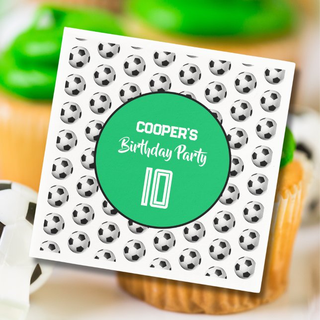 Guardanapo De Papel Green Boy Soccer Birthday Party (Criador carregado)