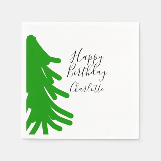 Guardanapo De Papel Green Christmas tree happy birthday December winte (Frente)