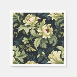 Guardanapo De Papel Green Floral Peony Modern