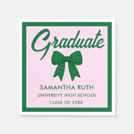Guardanapo De Papel Green Gingham Bow Graduation Party