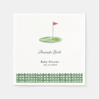Guardanapo De Papel Green Gingham Golf Baby Shower