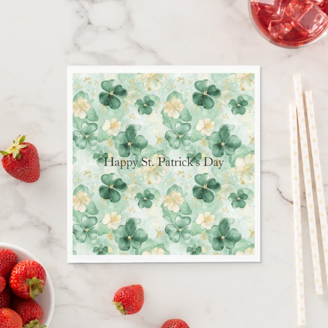 Guardanapo De Papel Green Gold Glitzy Glitter St. Patrick's Day   (Insitu)