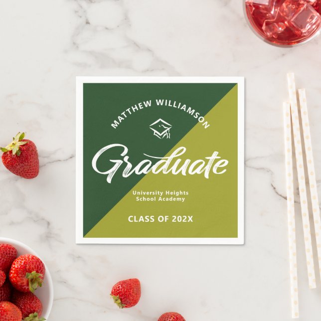 Guardanapo De Papel Green Graduation Bold Retro Script Cap Icon Simple (Insitu)