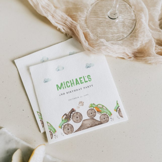 Guardanapo De Papel Green Monster Trucks Jam Birthday (Criador carregado)