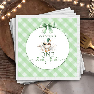 Guardanapo De Papel Green One Lucky Duck Boy primeiro aniversario Napk