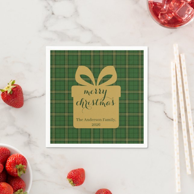 Guardanapo De Papel Green Plaid Christmas Festive Pattern -  (Insitu)