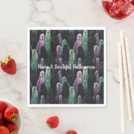 Guardanapo De Papel Green Purple Black Ghosts Bootiful Halloween
