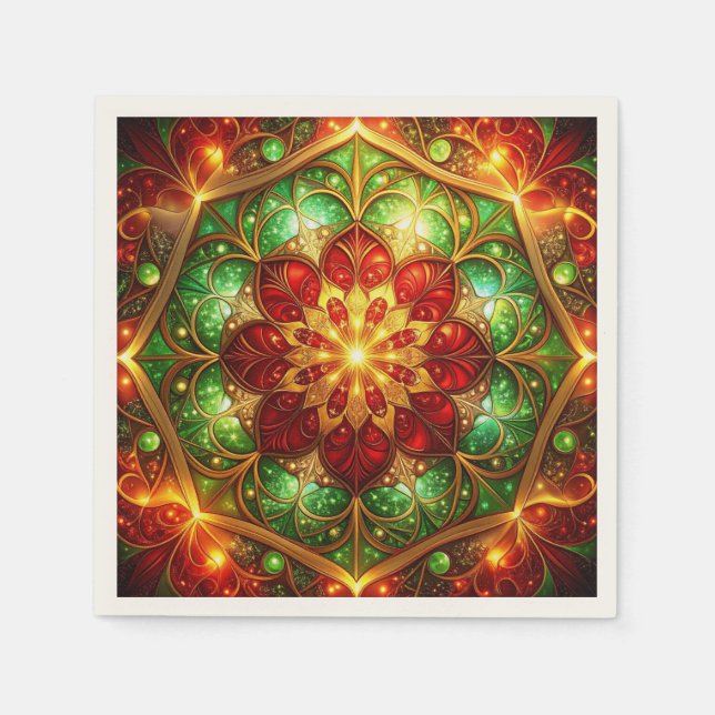 Guardanapo De Papel Green Red Decorative Holiday Napkin (Frente)