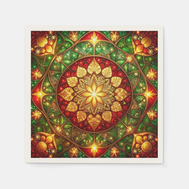Guardanapo De Papel Green Red Decorative Holiday Napkin (Frente)
