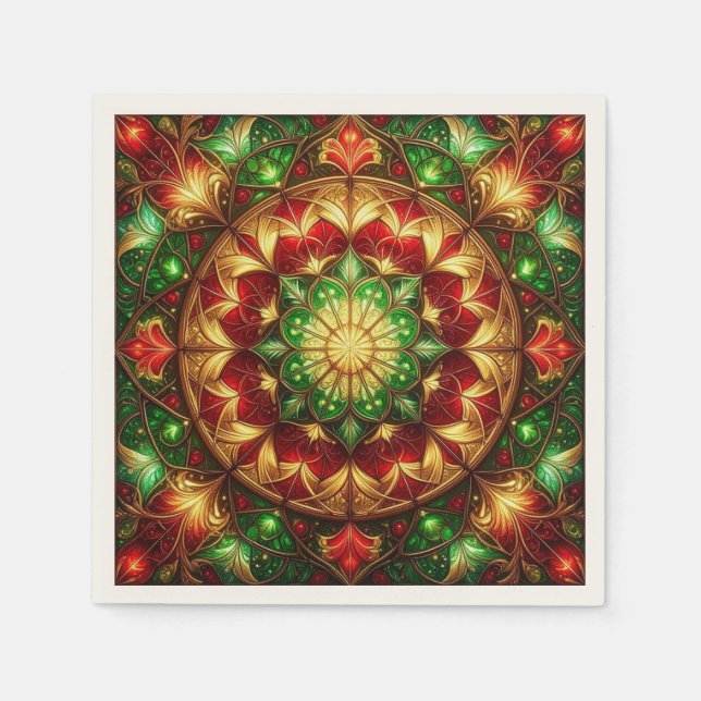 Guardanapo De Papel Green Red Decorative Holiday Napkin (Frente)