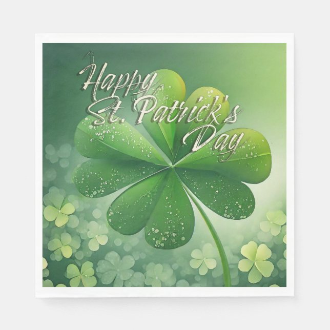 Guardanapo De Papel Green Shamrocks Feliz Rua. Dia de Patrick (7) c (Frente)