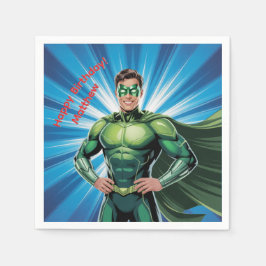 Guardanapo De Papel Green Superhero Boys Birthday Party
