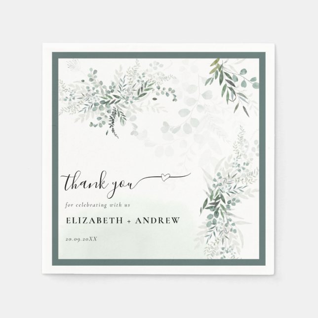 Guardanapo De Papel Greenery Boho Wedding (Frente)