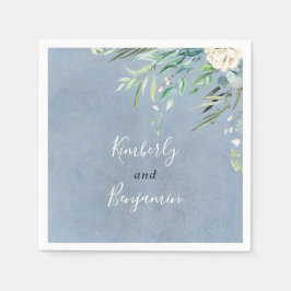 Guardanapo De Papel Greenery e Dusty Blue Wedding