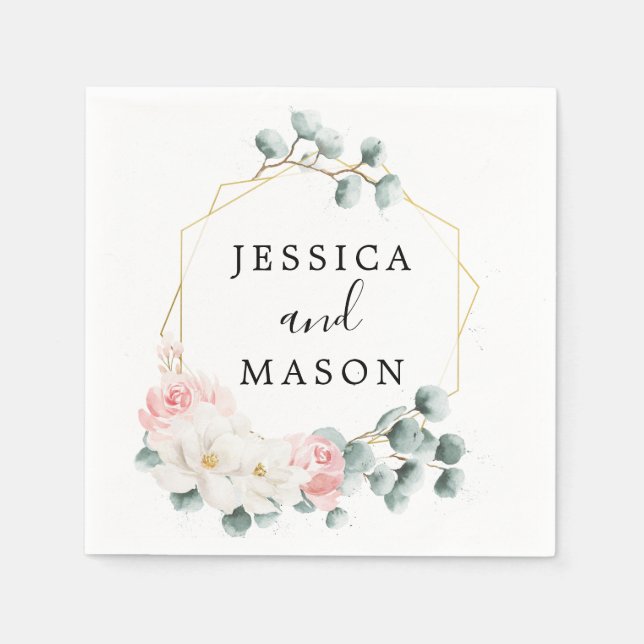 Guardanapo De Papel Greenery Floral Casamento Cocktail Napkin (Frente)