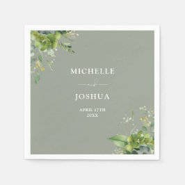 Guardanapo De Papel Greenery Floral Modern Sage Casamento Verde