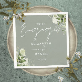 Guardanapo De Papel Greenery Floral Sage Festa de noivado Verde