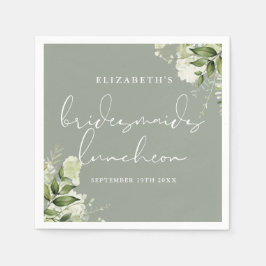 Guardanapo De Papel Greenery Floral Sage Green Bridesmaids Luncheon