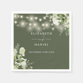 Guardanapo De Papel Greenery Floral String Luz Verde Casamento Verde