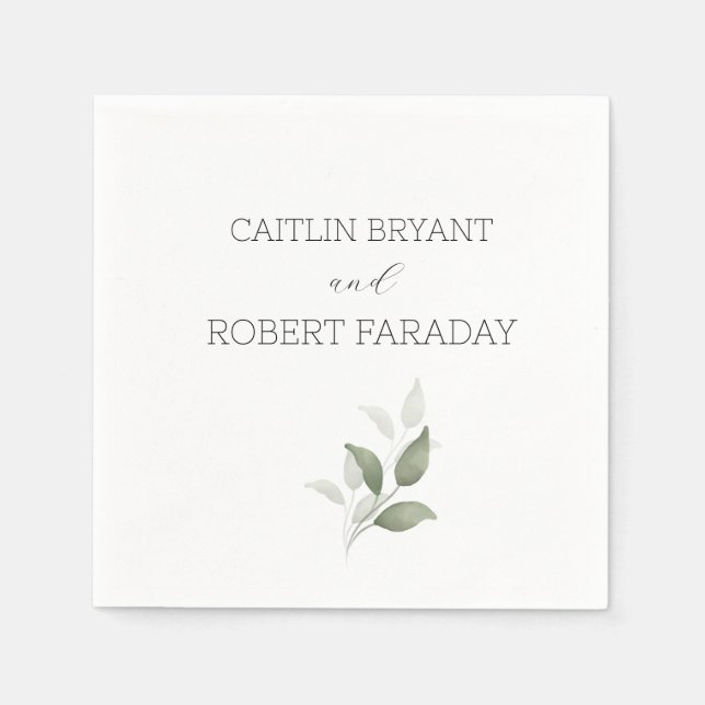 Guardanapo De Papel Greenery Modern Wedding (Frente)