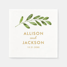 Guardanapo De Papel Greenery Watercolor Leaf Casamento Moderno Napkin