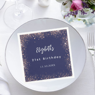 Guardanapo De Papel Grelhas de ouro rosa azul de aniversário