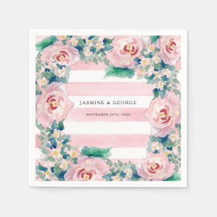 Guardanapo De Papel Grelhas largas do chip MODERN Watercolor w Rosas
