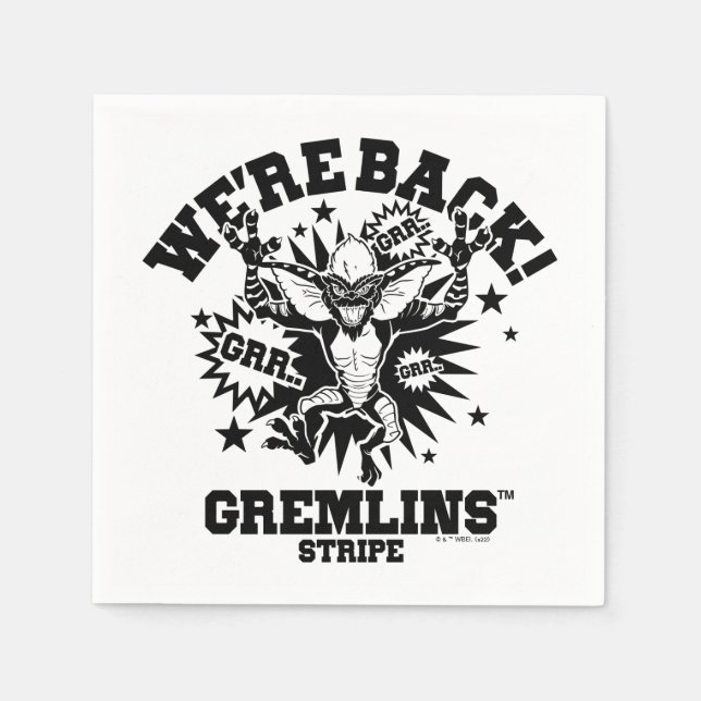 Guardanapo De Papel Gremlins | Stripe Estamos de volta (Frente)