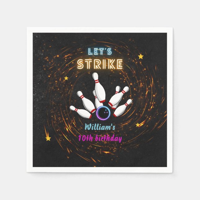 Guardanapo De Papel Greve legal Boliche esportiva azul 10º aniversário (Frente)