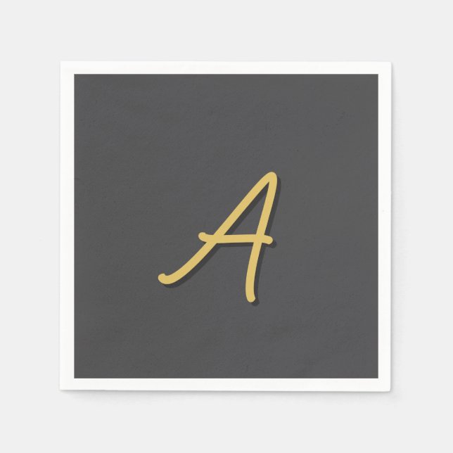 Guardanapo De Papel Grey Gold Color Monogram Professional (Frente)