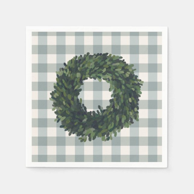 Guardanapo De Papel Grinalda de Madeira Plaid Estilo Fazenda Country (Frente)