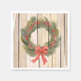 Guardanapo De Papel Grinalda de Natal com Laço Vermelho | Pretty Pine 