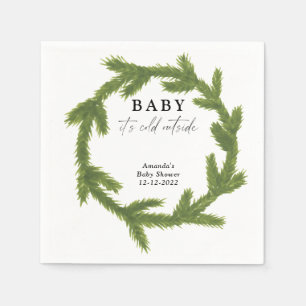 Guardanapo De Papel Grinalda de Natal em aquarela baby shower