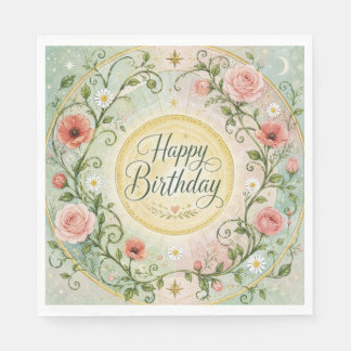 Guardanapo De Papel Grinalda Floral Celestial Vintage Rosas