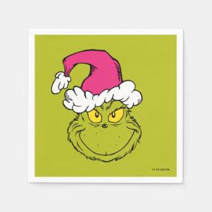 Guardanapo De Papel Grinch com Chapéu de Papai Noel Rosa