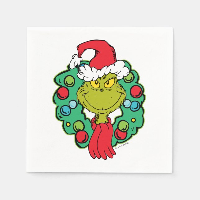 Guardanapo De Papel Grinch | Coroa de Natal (Frente)