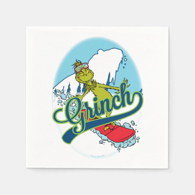 Guardanapo De Papel Grinch Snowboarding (Frente)