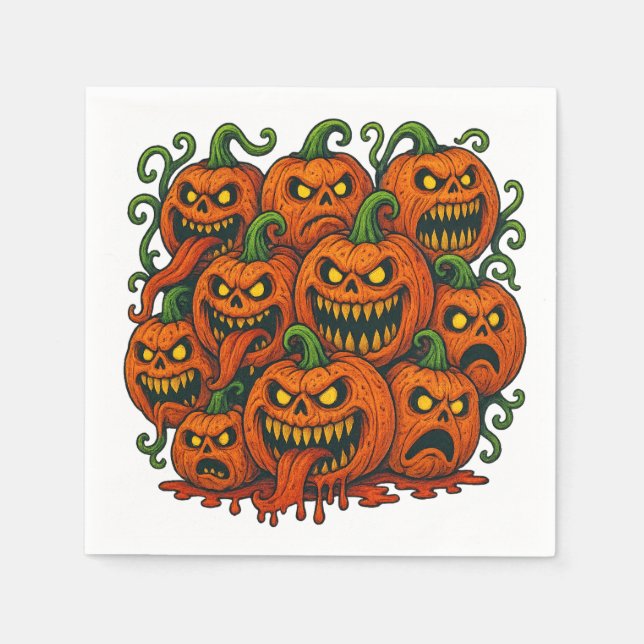 Guardanapo De Papel Grinning Pumpkin Halloween (Frente)